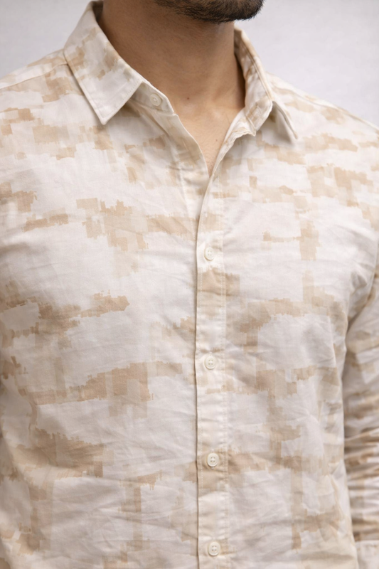 Men's Casual Shirt | Trendy Printed Shirt for Men| Relaxed Fit | Full Sleeve | Floral | Printed | Off White Sand Pattern |