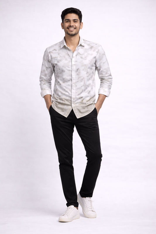 Men's Casual Shirt | Trendy Printed Shirt for Men| Relaxed Fit | Full Sleeve | Floral | Printed | Ice grey |