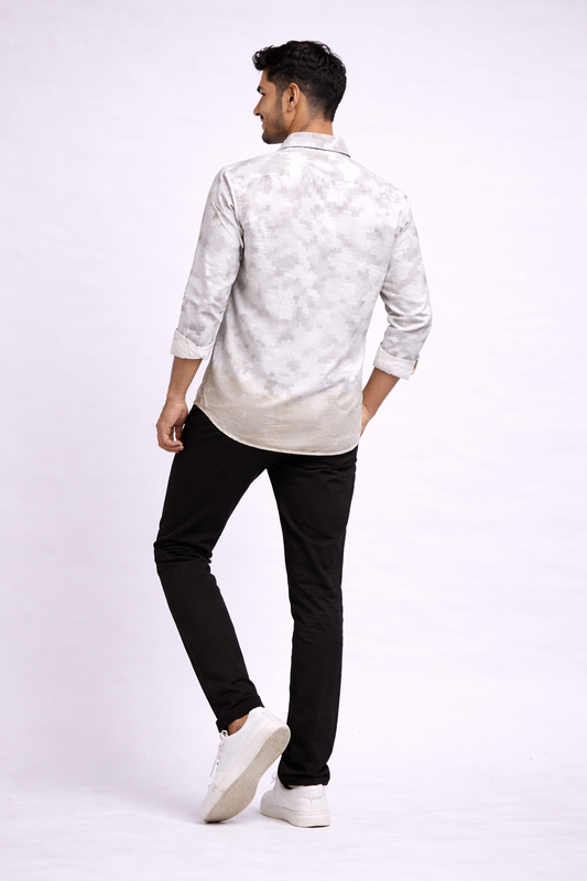 Men's Casual Shirt | Trendy Printed Shirt for Men| Relaxed Fit | Full Sleeve | Floral | Printed | Ice grey |