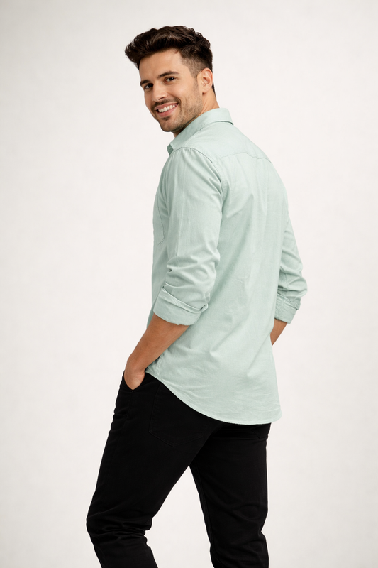 Cotton Causal Shirt for Men's | Teal green |