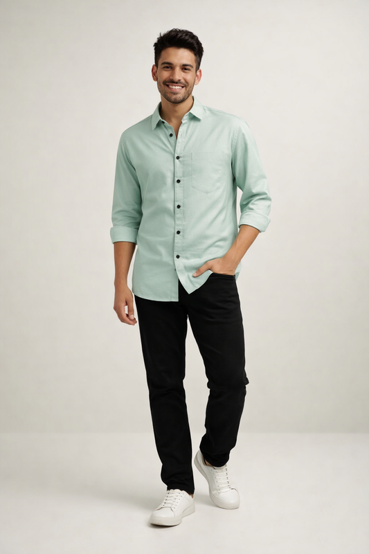Cotton Causal Shirt for Men's | Teal green |