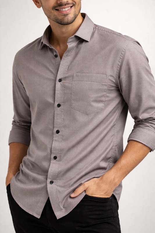 Cotton Causal Shirt for Men's | Soft Light Grey |