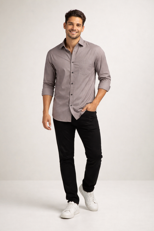 Cotton Causal Shirt for Men's | Soft Light Grey |