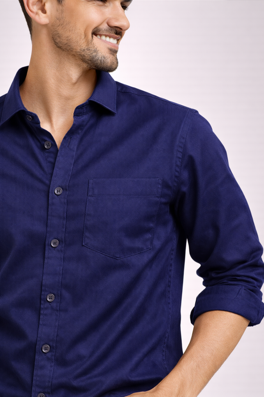 Cotton Causal Shirt for Men's | midnight Blue |
