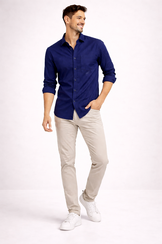 Cotton Causal Shirt for Men's | midnight Blue |