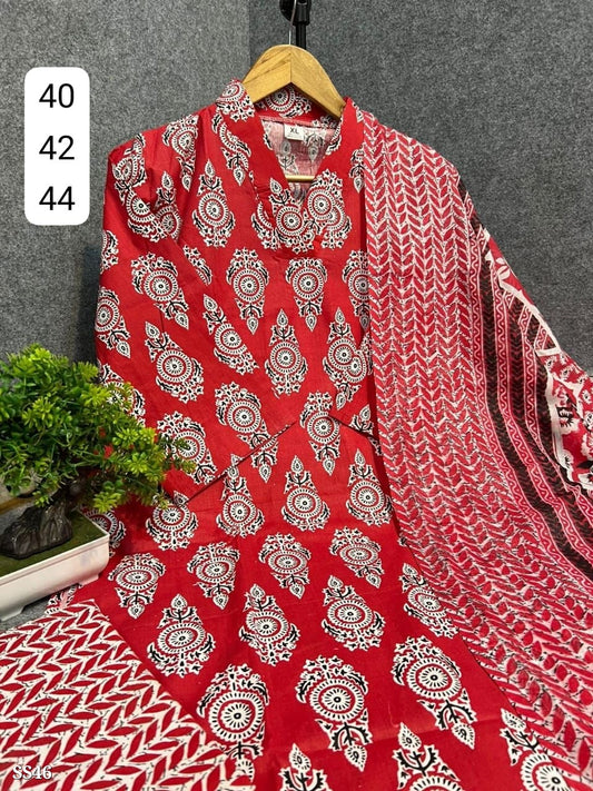 Cotton 3 Piece Kurta Pant Dupatta Set for Daily Wear